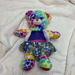 Build A Bear Rainbow Safari Bear With Outfit  Colorful No Tag